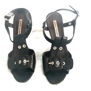 Size 40 strappy Manolo Blahnik heels.
